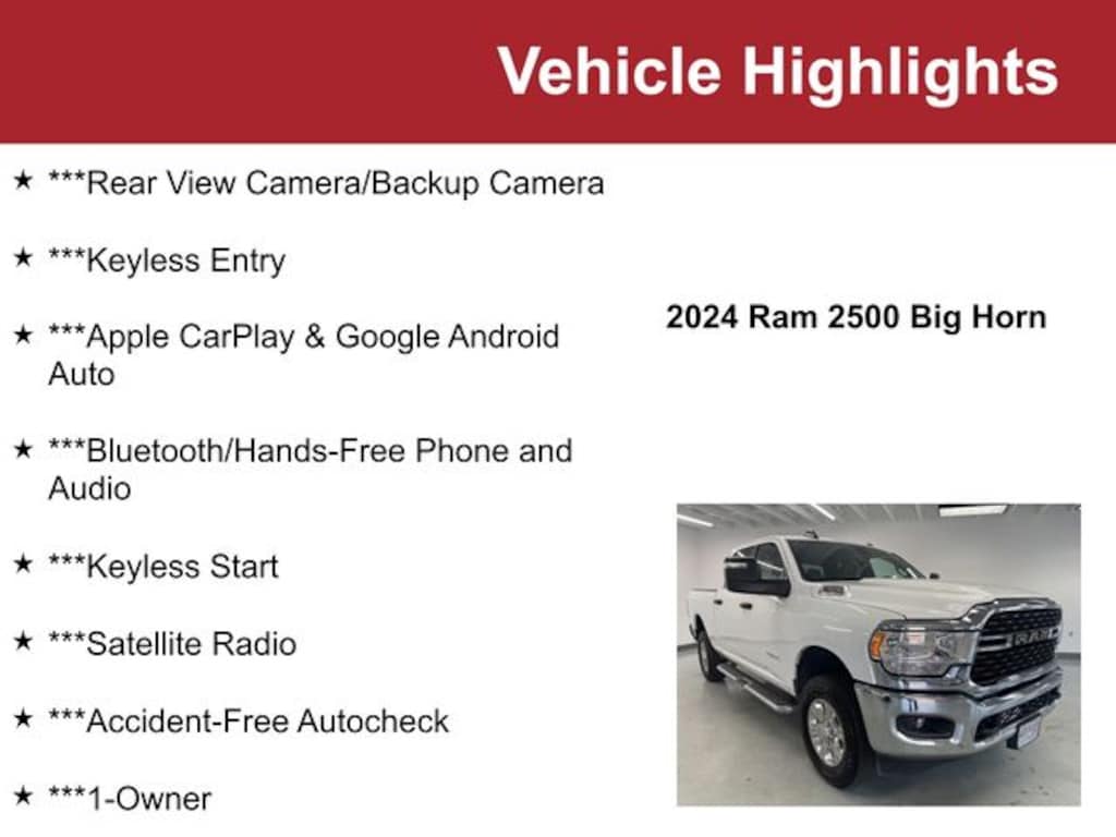 Used 2024 Ram 2500 Big Horn Truck Crew Cab