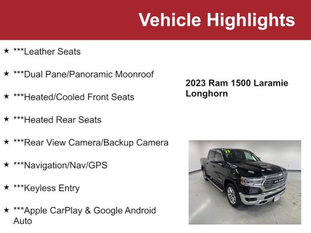 Used 2023 Ram 1500 Laramie Longhorn Truck Crew Cab