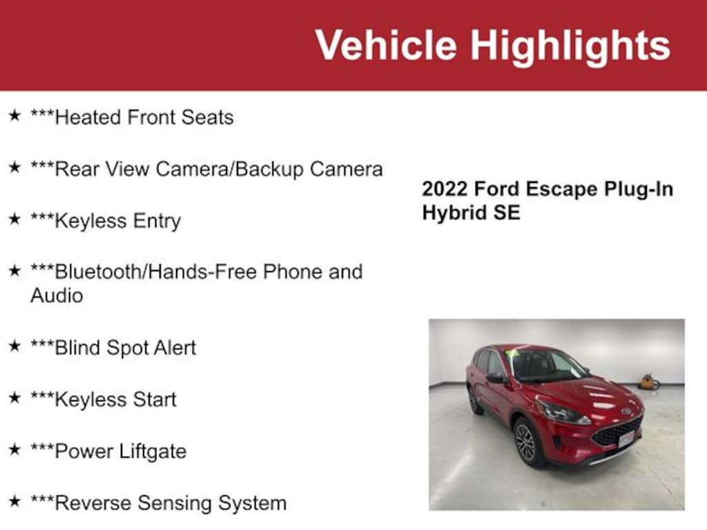 Used 2022 Ford Escape Plug-In Hybrid SE SUV