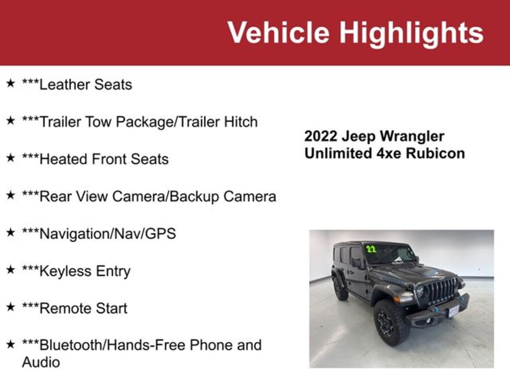 Used 2022 Jeep Wrangler Unlimited Rubicon 4xe SUV