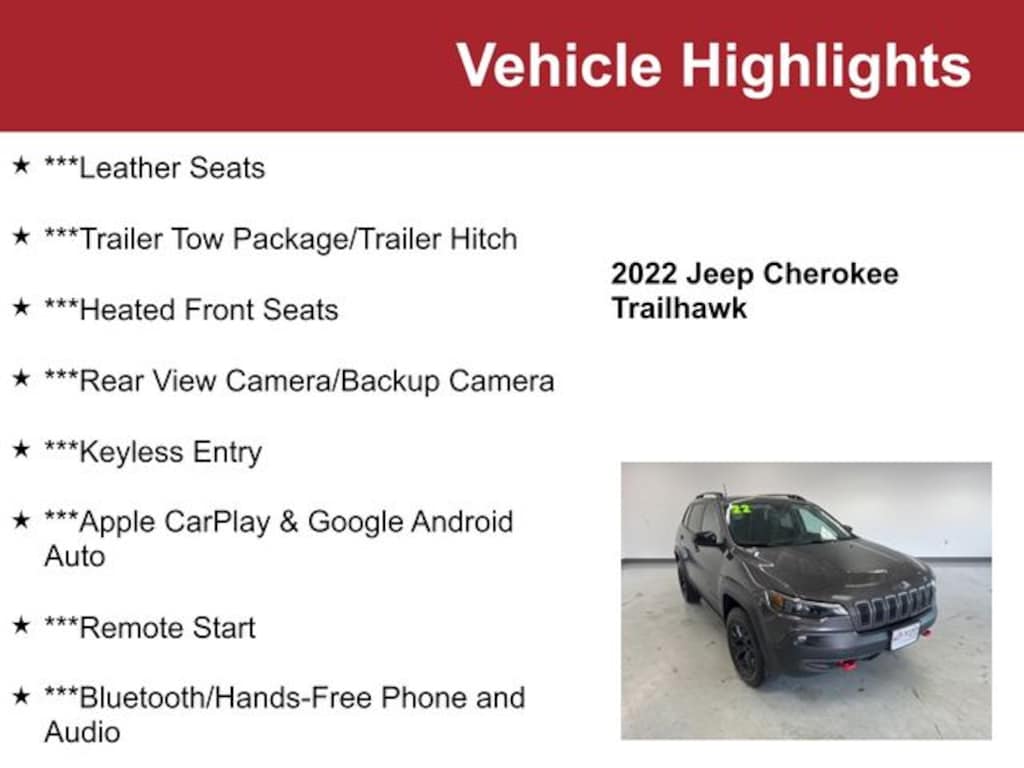 Used 2022 Jeep Cherokee Trailhawk SUV