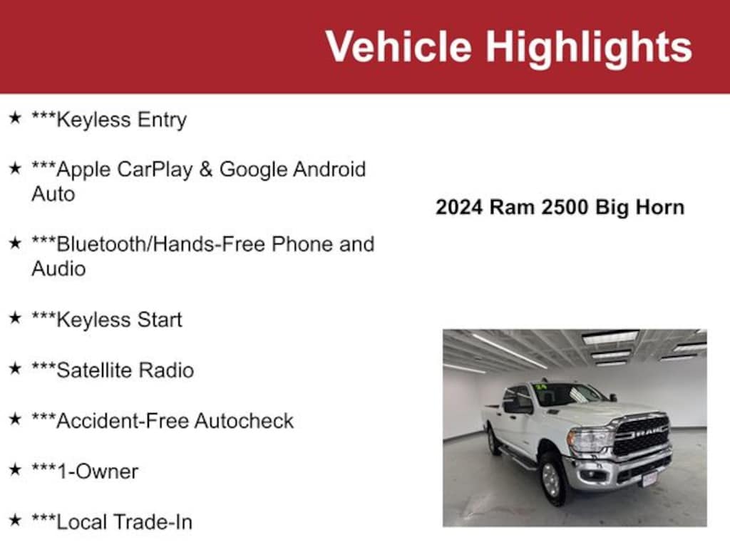 Used 2024 Ram 2500 Big Horn Truck Crew Cab