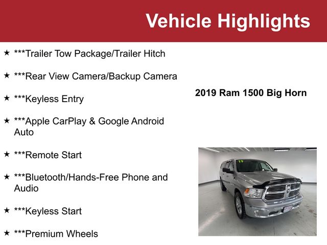 Used 2019 RAM Ram 1500 Classic Big Horn with VIN 1C6RR7TT1KS662194 for sale in Waite Park, Minnesota