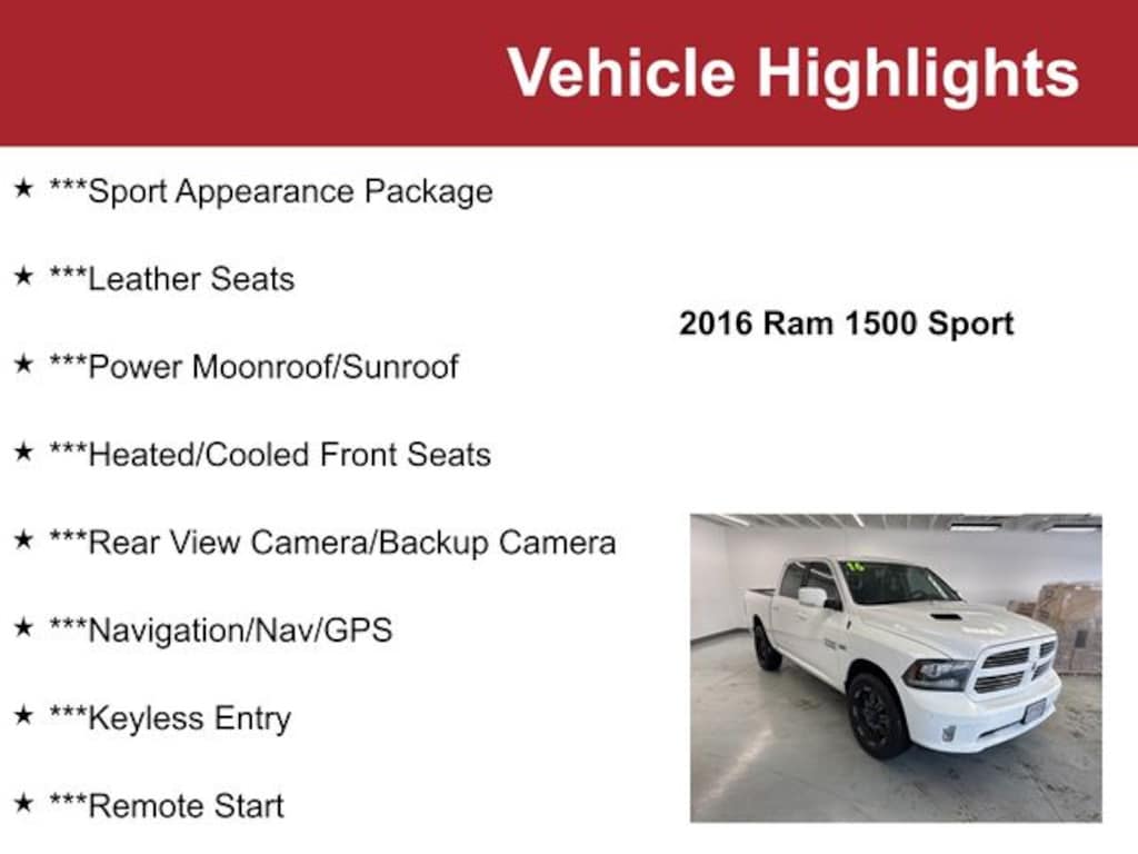 Used 2016 Ram 1500 Sport Truck Crew Cab
