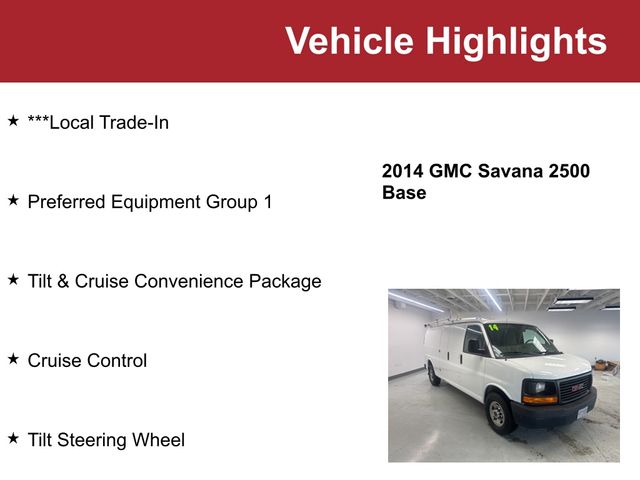 Used 2014 GMC Savana Cargo Work Van with VIN 1GTW7GCA0E1195893 for sale in Waite Park, Minnesota