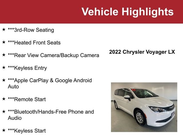 Used 2022 Chrysler Voyager LX with VIN 2C4RC1CG5NR160188 for sale in Waite Park, Minnesota