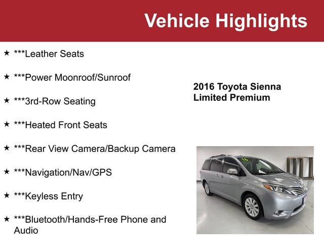 Used 2016 Toyota Sienna Limited with VIN 5TDDK3DC4GS130792 for sale in Waite Park, Minnesota