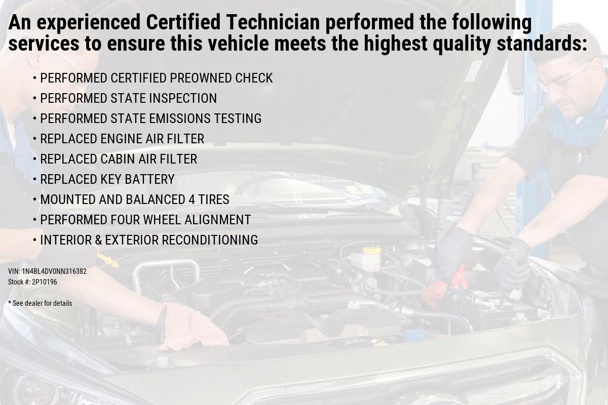 Certified 2022 Nissan Altima SV with VIN 1N4BL4DV0NN316382 for sale in Wernersville, PA
