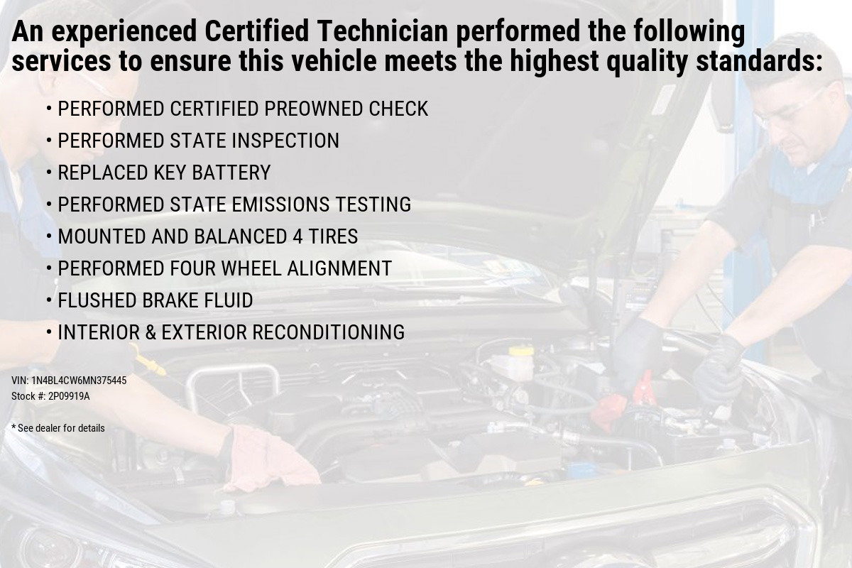 Certified 2021 Nissan Altima SR with VIN 1N4BL4CW6MN375445 for sale in Wernersville, PA