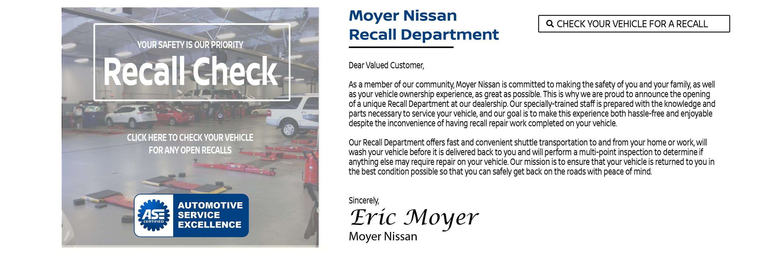 Check for Nissan Recalls in Lebanon Moyer Nissan of Lebanon