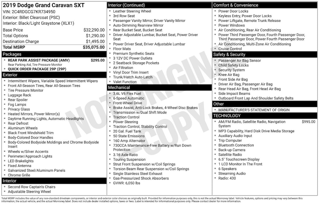 Certified 2019 Dodge Grand Caravan SXT Minivan/Van