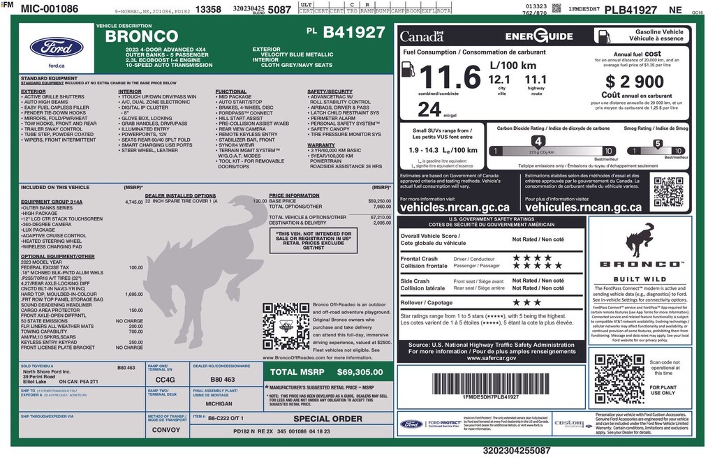 Certified 2023 Ford Bronco Outer Banks SUV