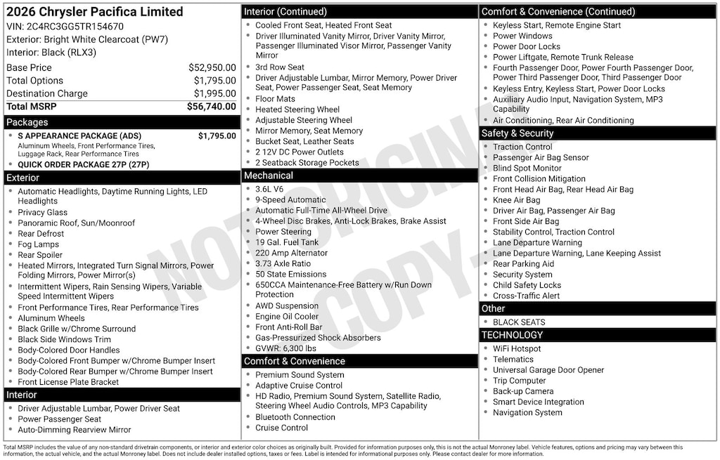Certified 2026 Chrysler Pacifica Limited Minivan/Van