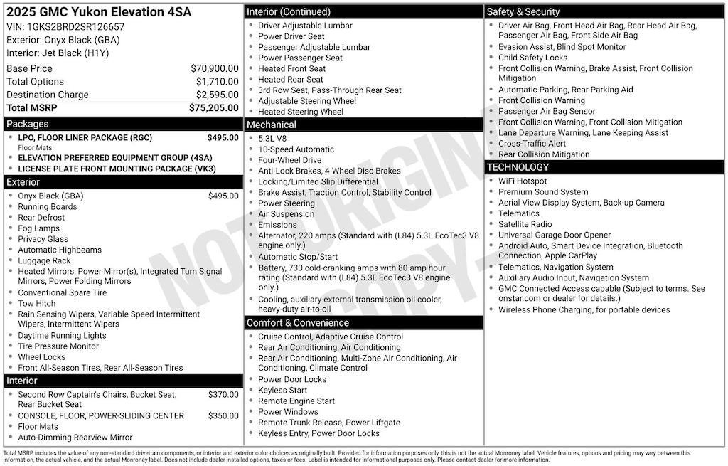 Certified 2025 GMC Yukon Elevation SUV