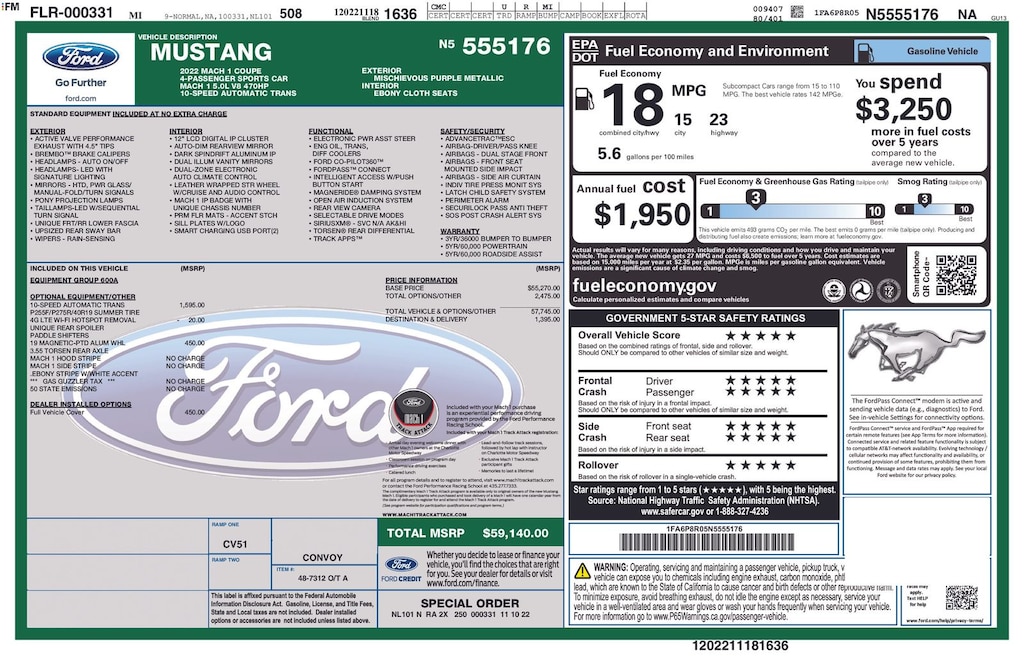 Used 2022 Ford Mustang Mach 1 Coupe