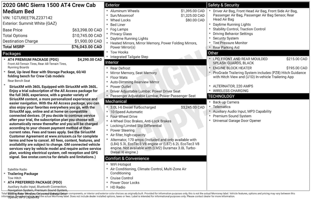 Used 2020 GMC Sierra 1500 AT4 Truck