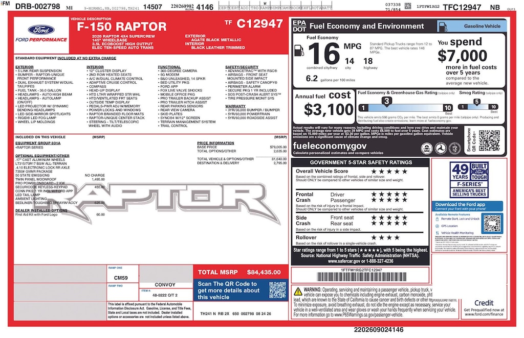 New 2026 Ford F-150 Raptor Truck