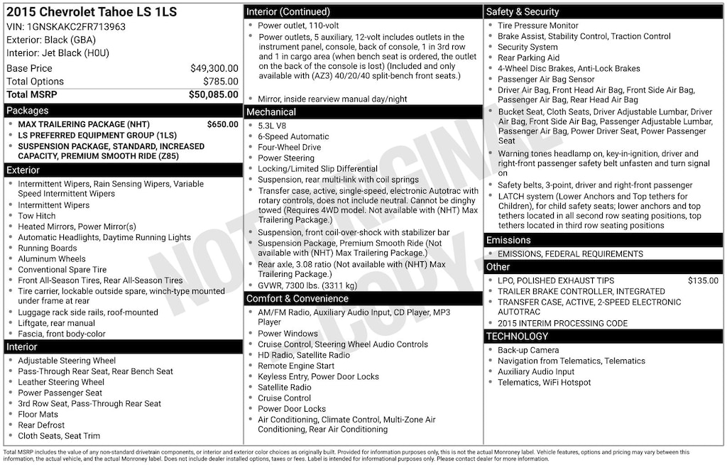 Used 2015 Chevrolet Tahoe LS SUV