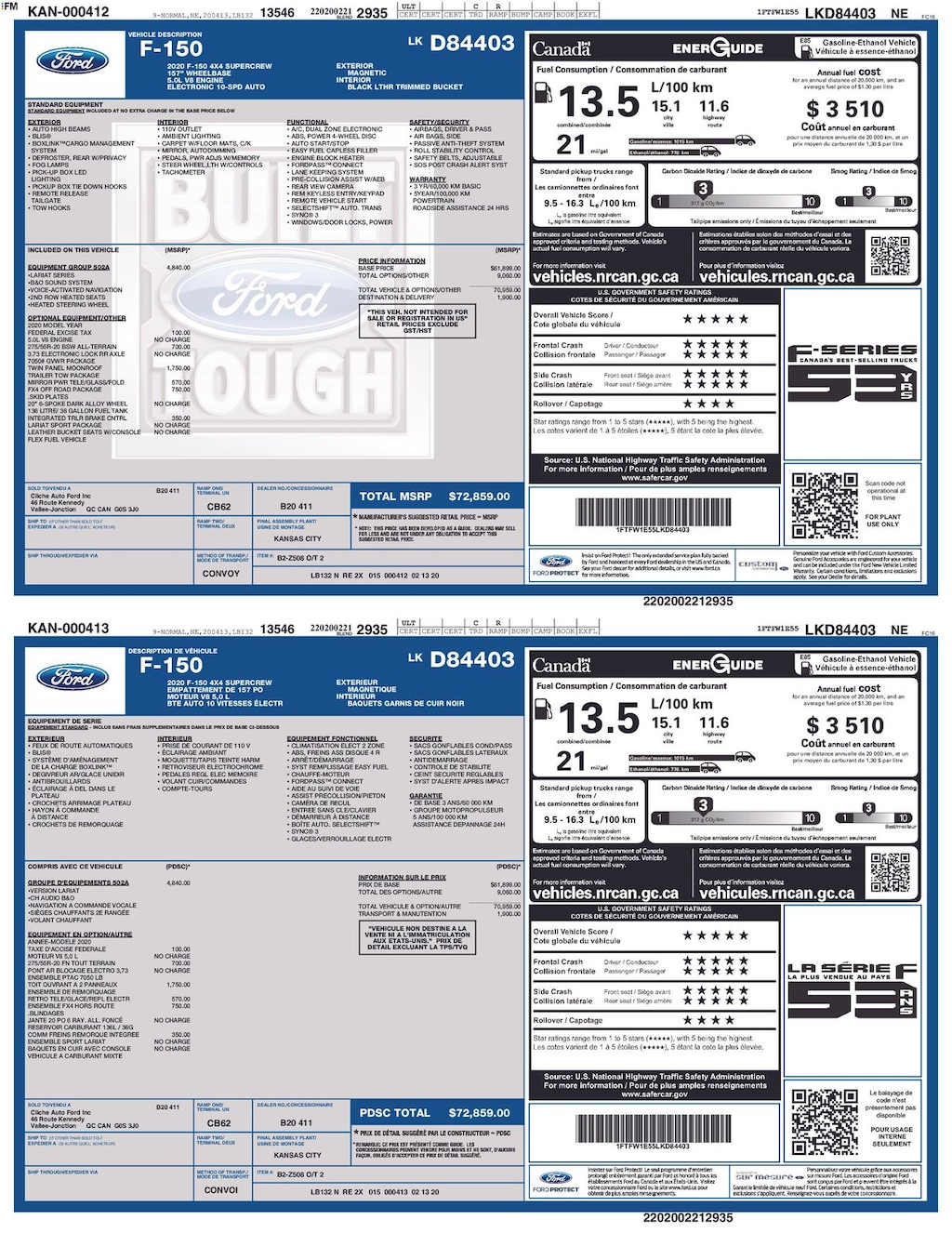 Used 2020 Ford F-150 Lariat Truck