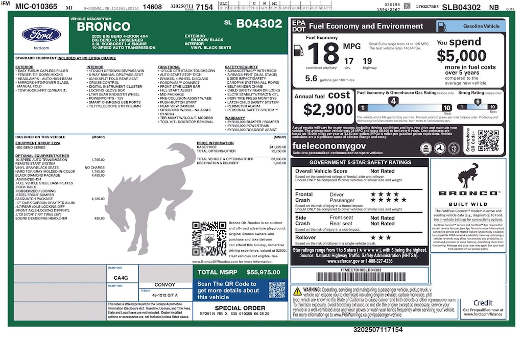 Certified 2025 Ford Bronco Big Bend SUV