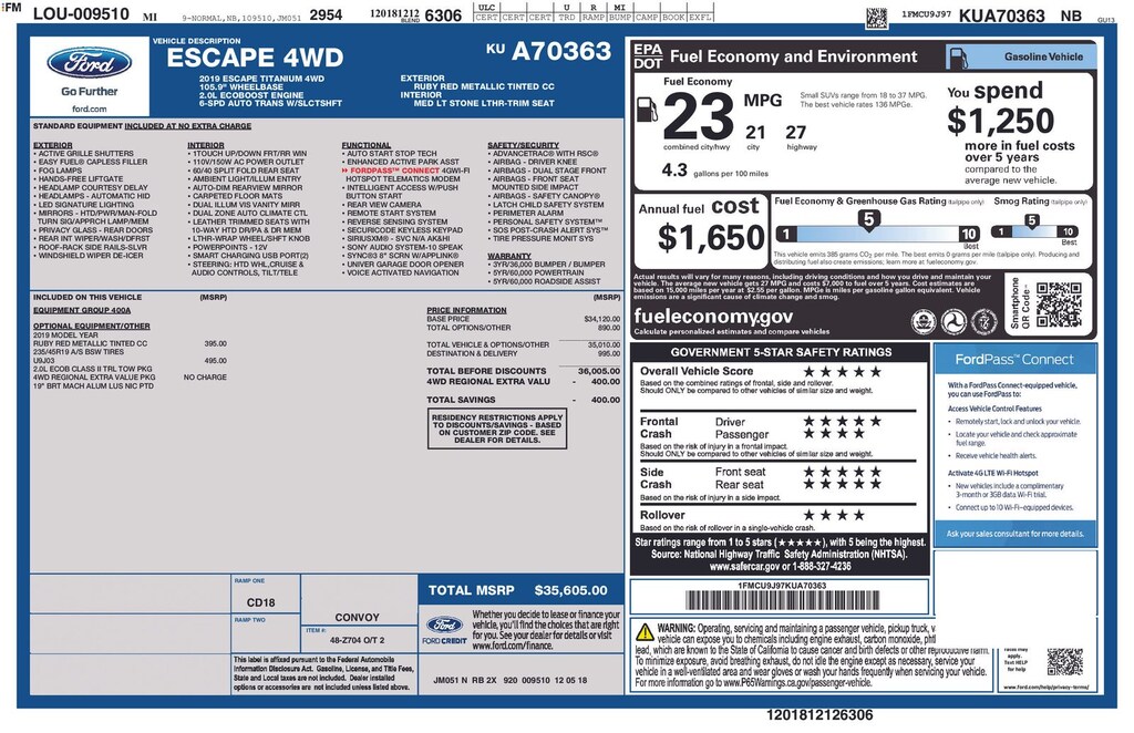 Used 2019 Ford Escape Titanium SUV