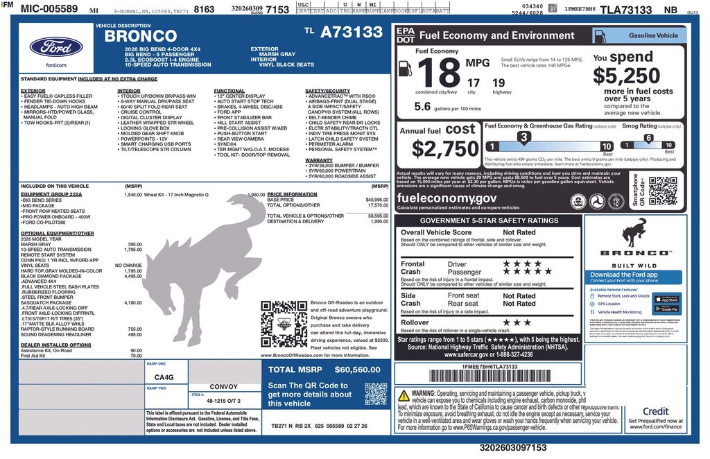 New 2026 Ford Bronco Big Bend SUV