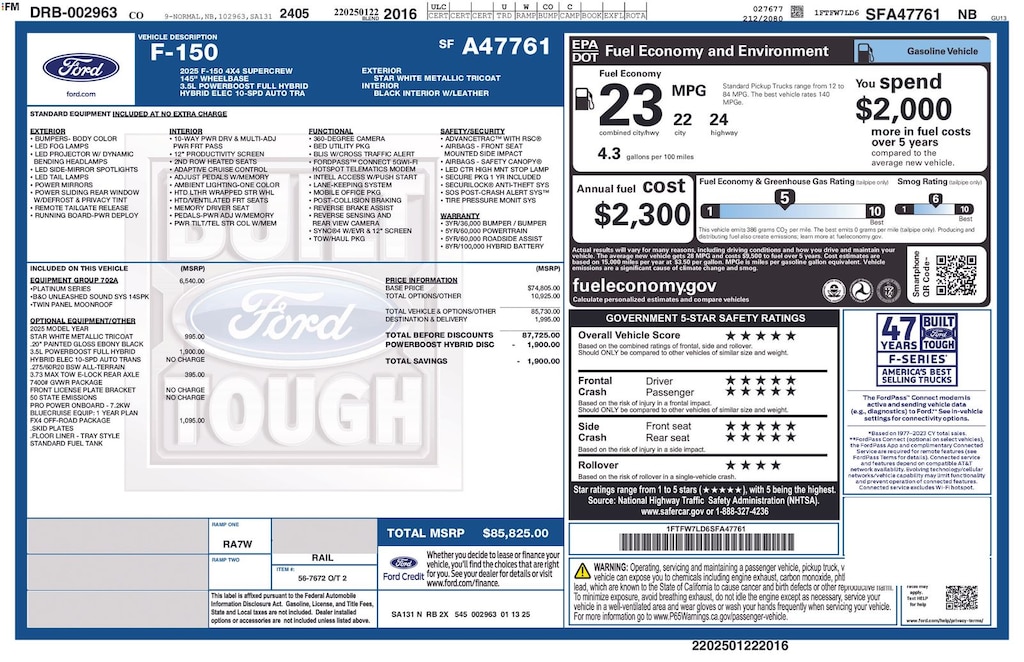 New 2025 Ford F-150 Platinum Truck