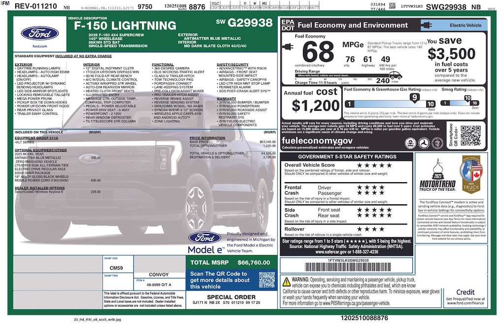 New 2025 Ford F-150 Lightning XLT Truck