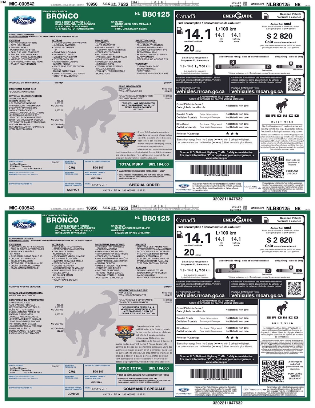 Certified 2022 Ford Bronco Wildtrak SUV