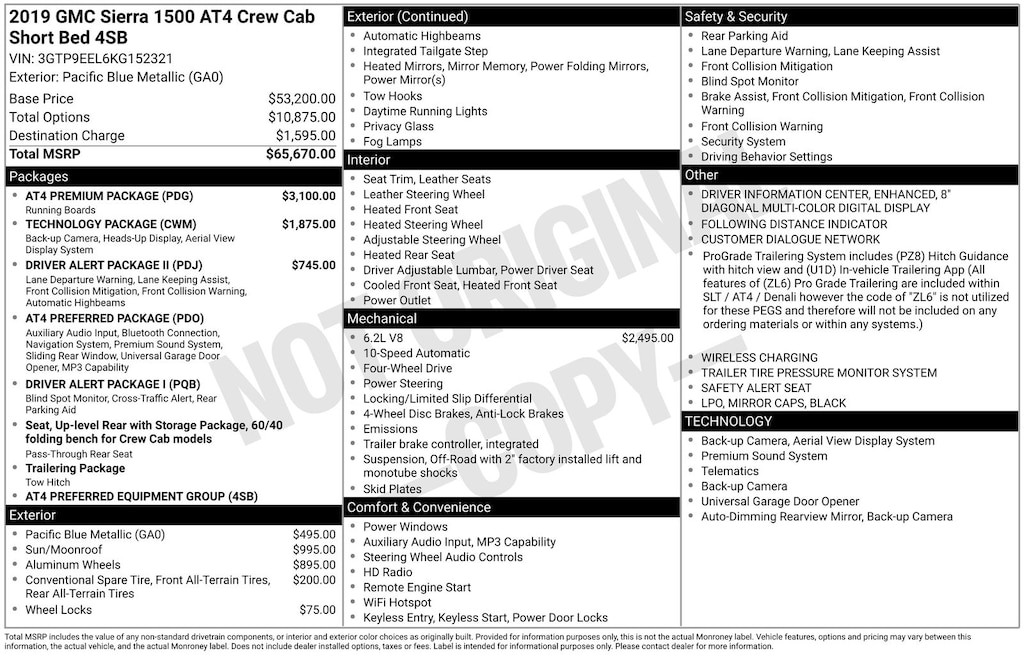 Used 2019 GMC Sierra 1500 AT4 Truck