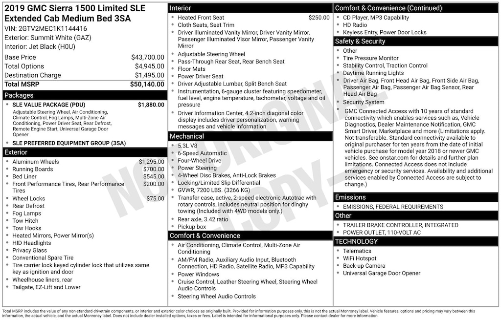 Used 2019 GMC Sierra 1500 Limited SLE Truck