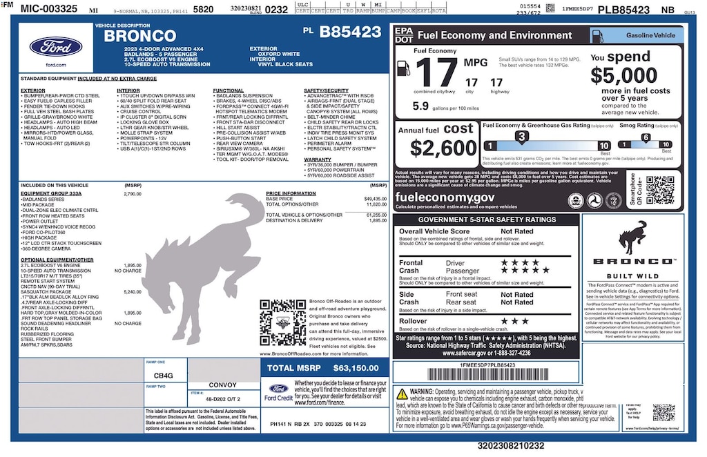 Used 2023 Ford Bronco Badlands SUV