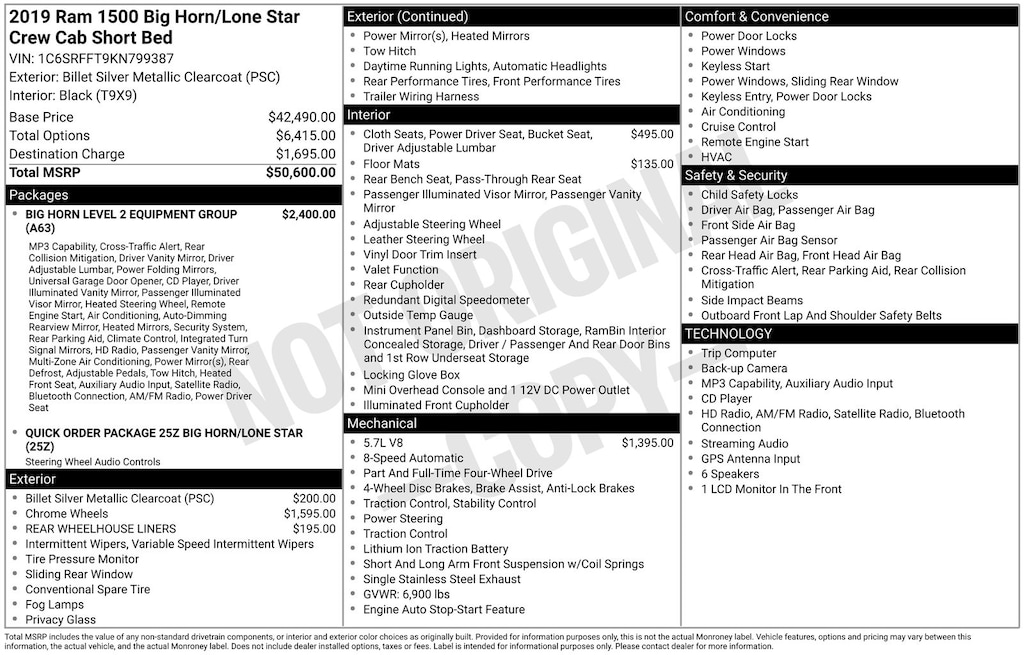 Certified 2019 Ram 1500 Big Horn/Lone Star Truck