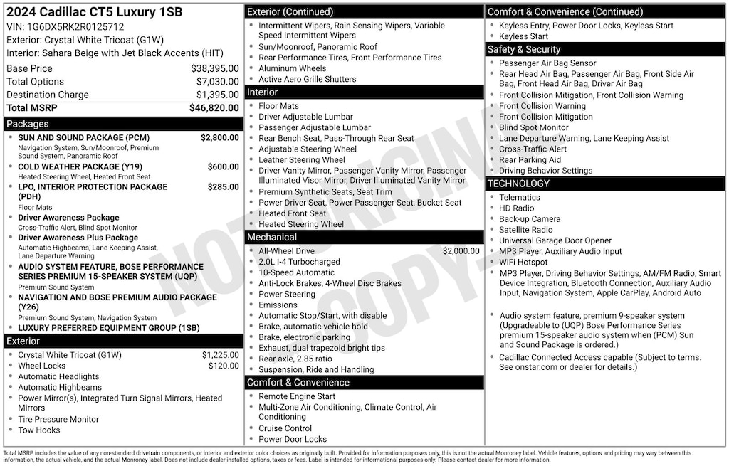 Certified 2024 Cadillac CT5 Luxury Sedan