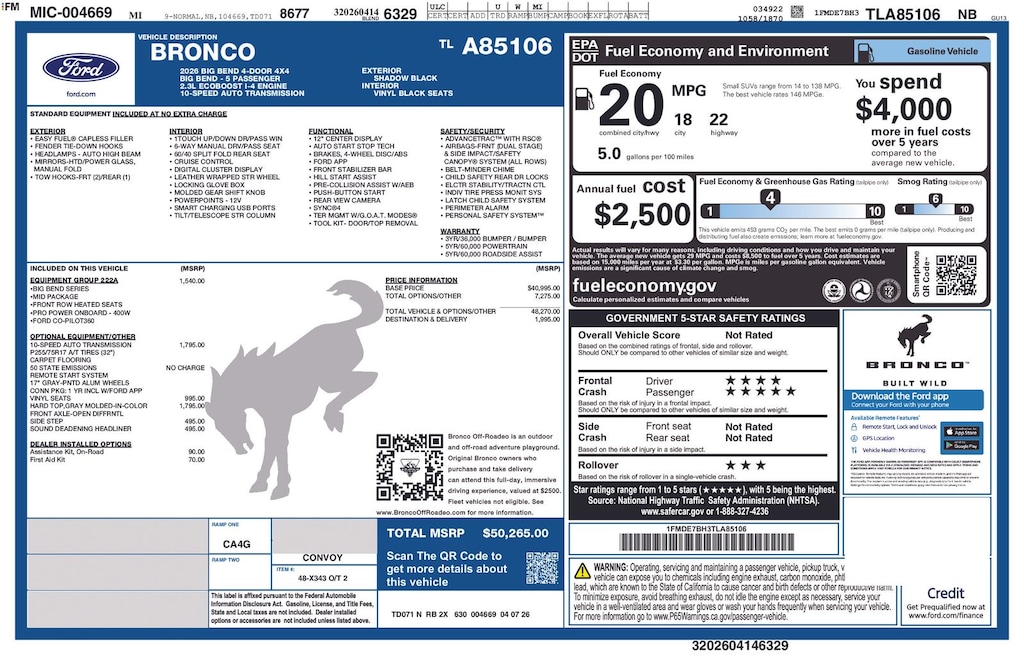 New 2026 Ford Bronco Big Bend SUV