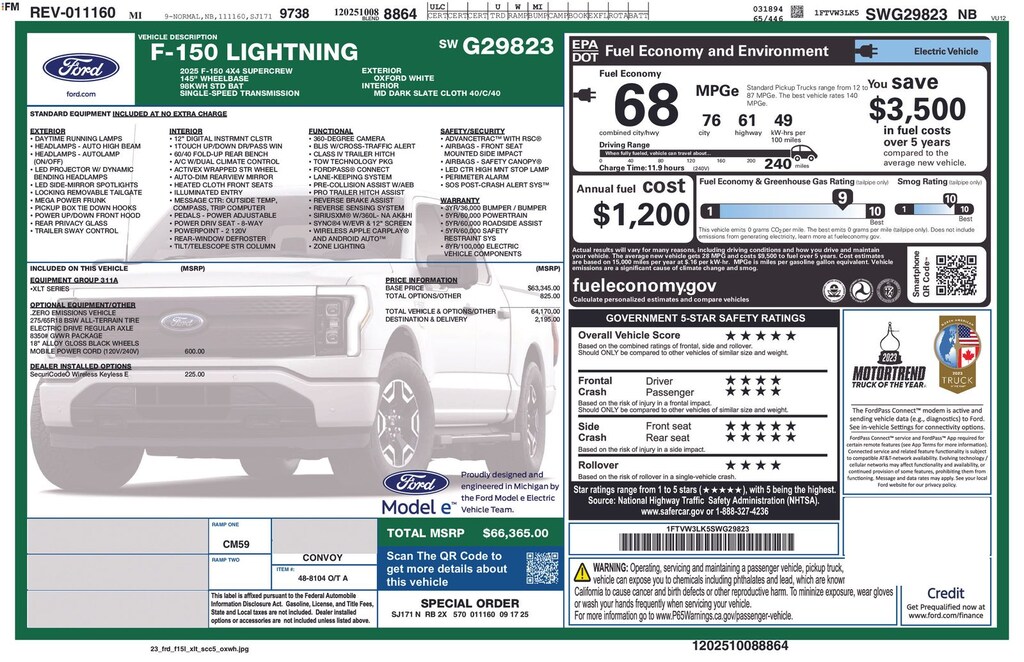 New 2025 Ford F-150 Lightning XLT Truck