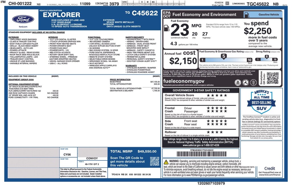 New 2026 Ford Explorer ST-Line SUV