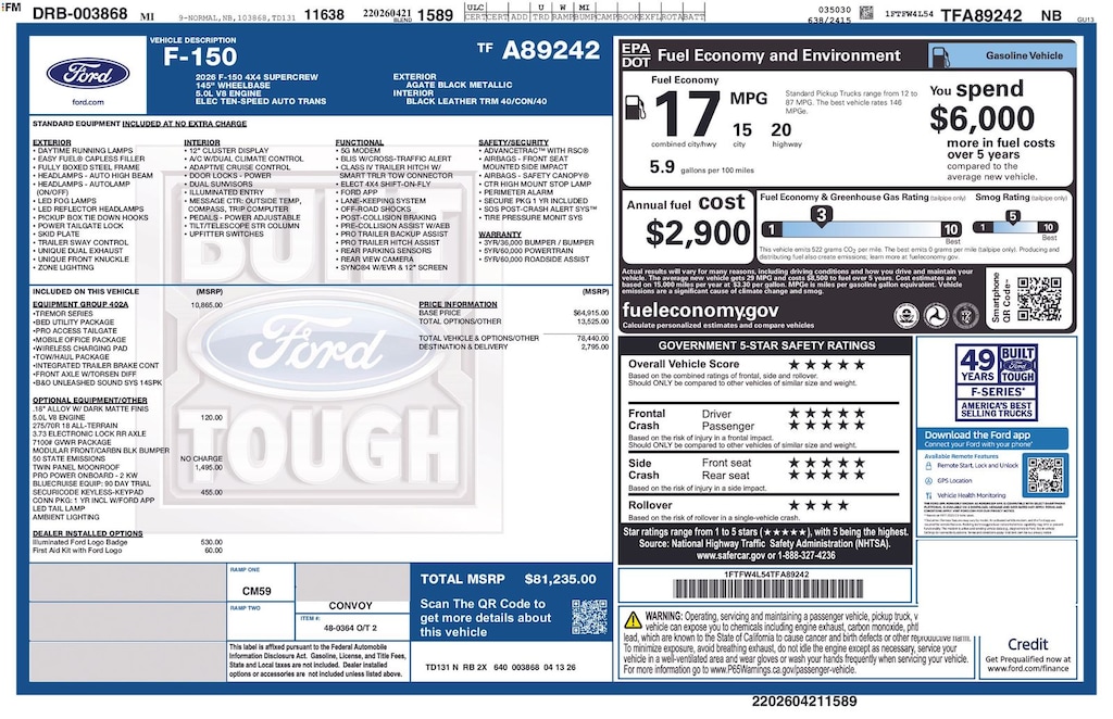 New 2026 Ford F-150 Tremor Truck