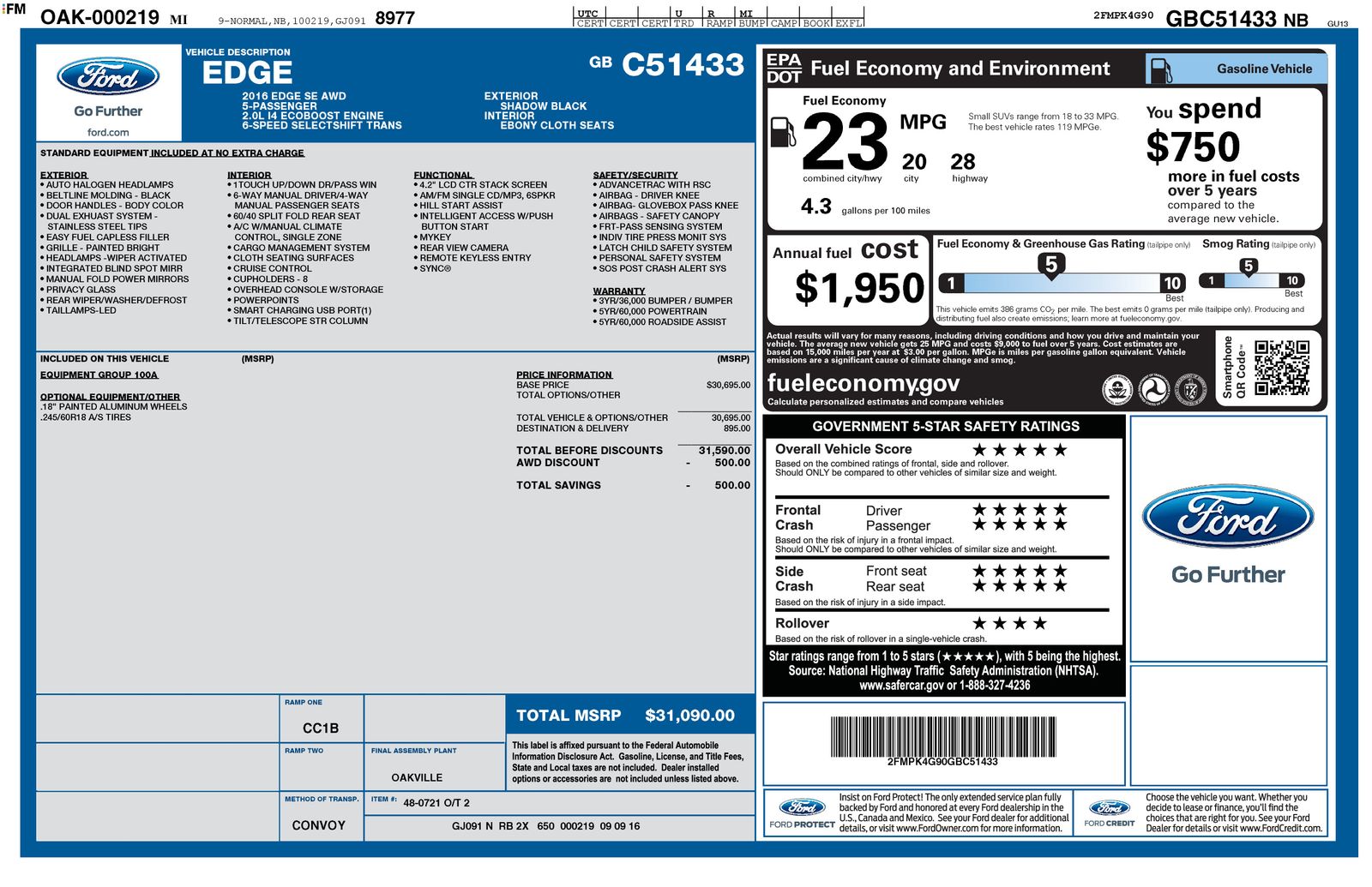 2016 Ford Edge SE 4
