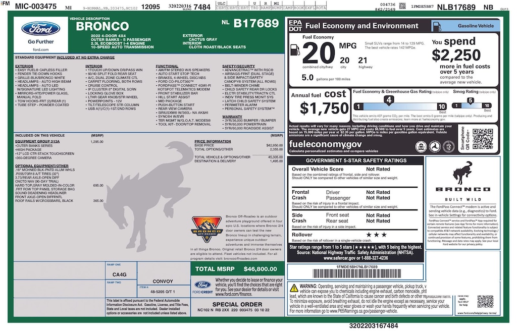 Used 2022 Ford Bronco Outer Banks SUV