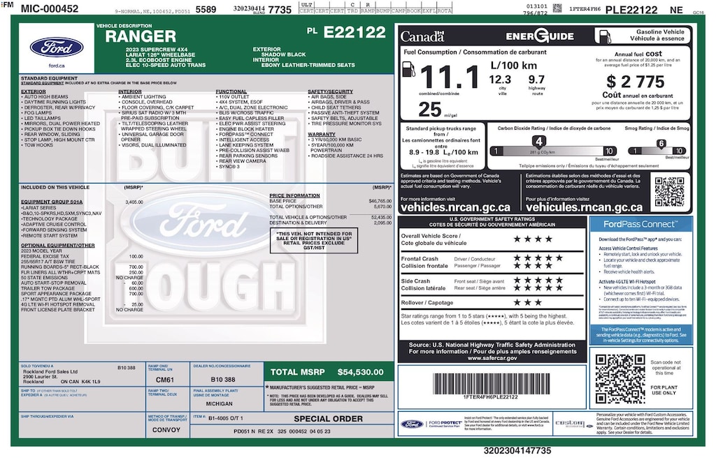 Used 2023 Ford Ranger Lariat Truck