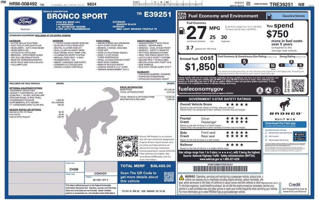 New 2026 Ford Bronco Sport Big Bend SUV