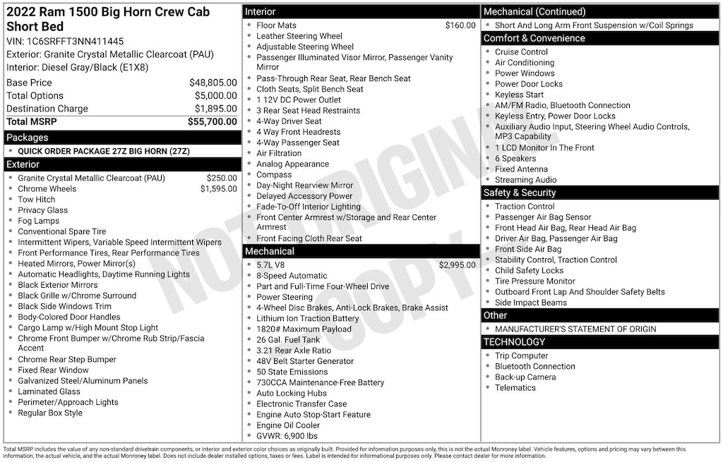 Certified 2022 Ram 1500 Big Horn/Lone Star Truck