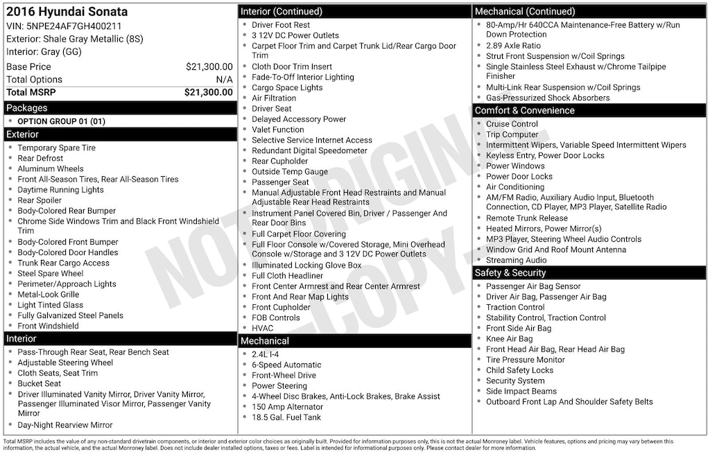 Used 2016 Hyundai Sonata Base Sedan