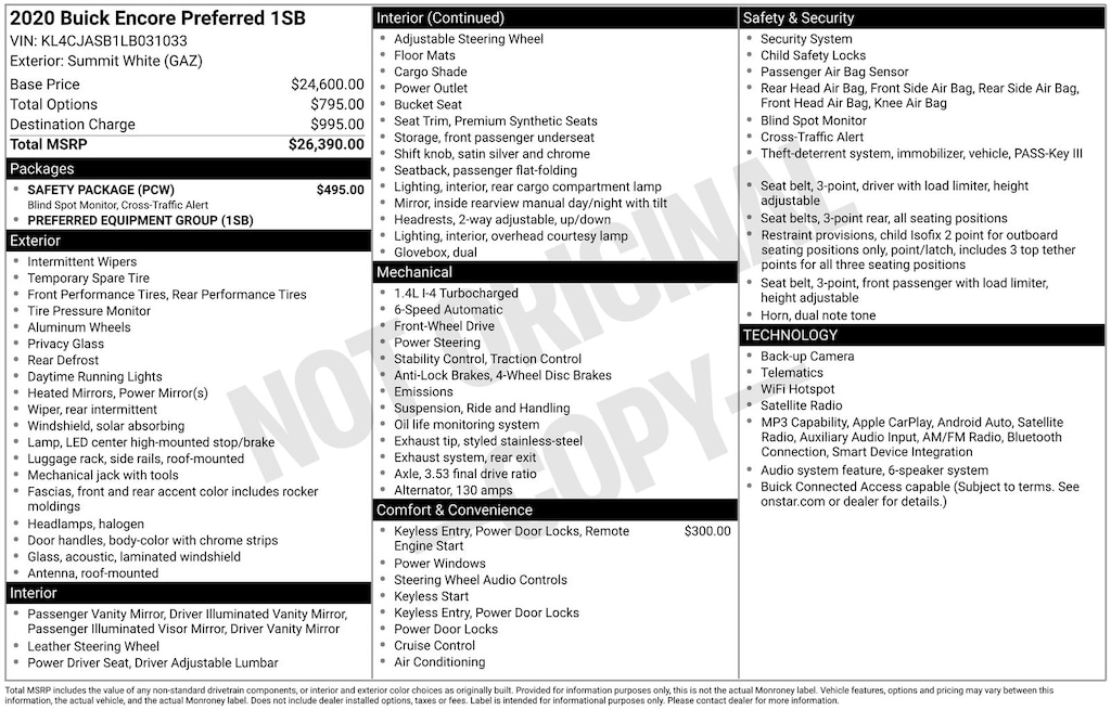 Certified 2020 Buick Encore Preferred SUV