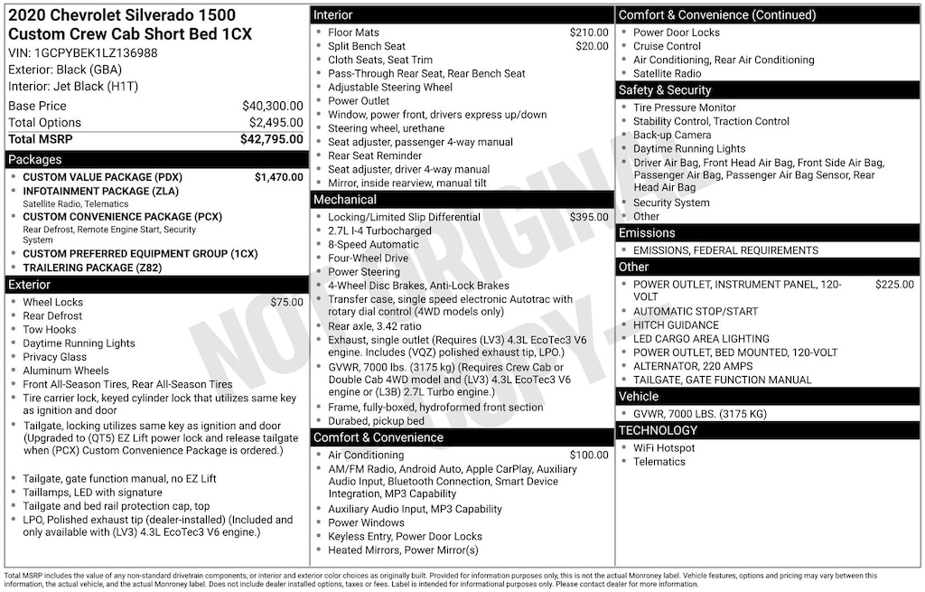 Used 2020 Chevrolet Silverado 1500 Custom Truck