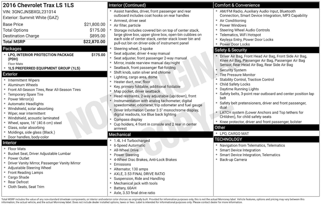 Used 2016 Chevrolet Trax LS SUV