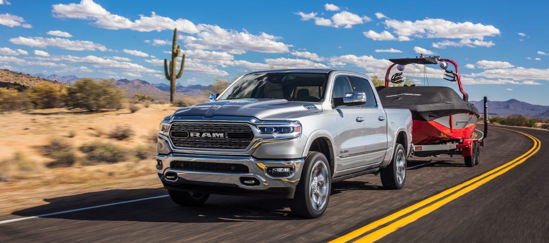 2019 RAM 1500 towing a boat