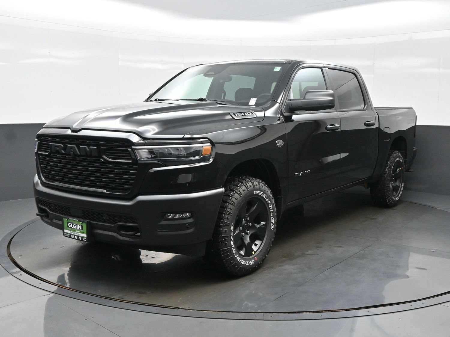2027 Ram 1500 Warlock crew cab in Diamond Black, front three-quarter view
