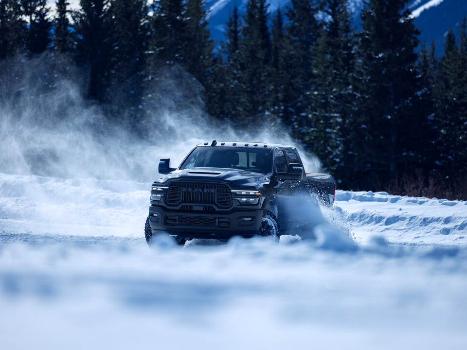 Ram 2500 driving through deep snow